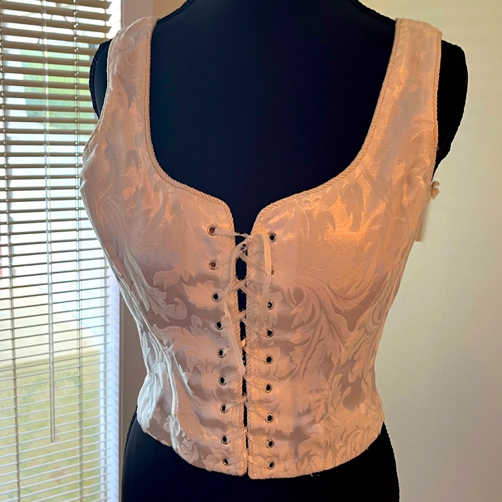 Cream Brocade Corset Top.. can be casual or dressy
